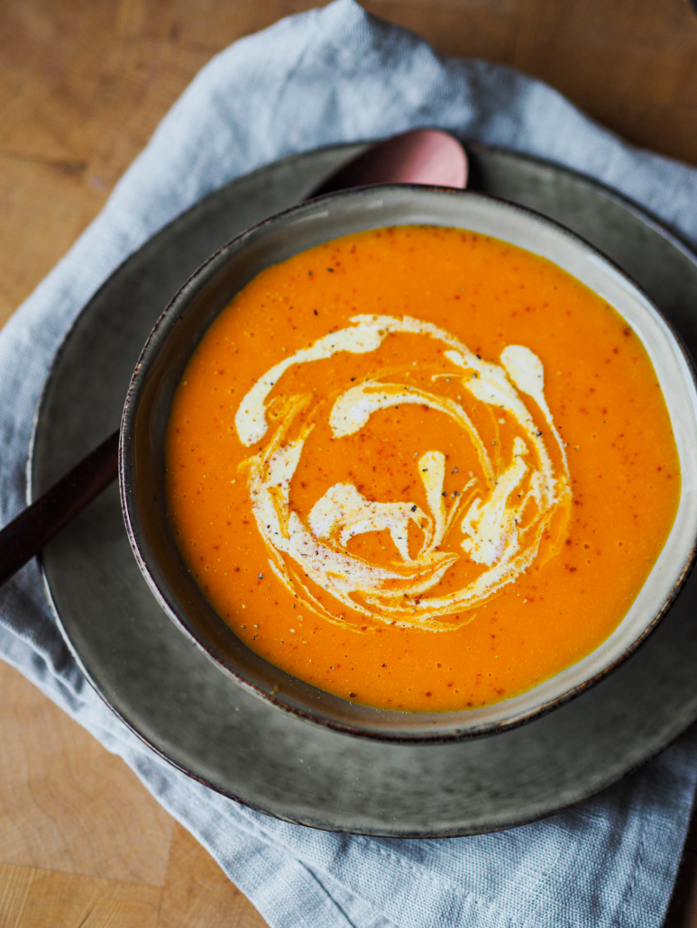 French crécy soup with carrot and rice