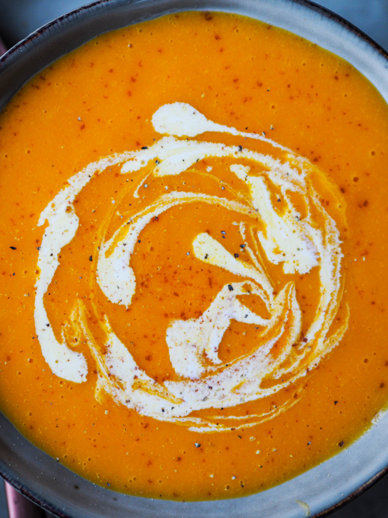 French crécy soup with carrot and rice