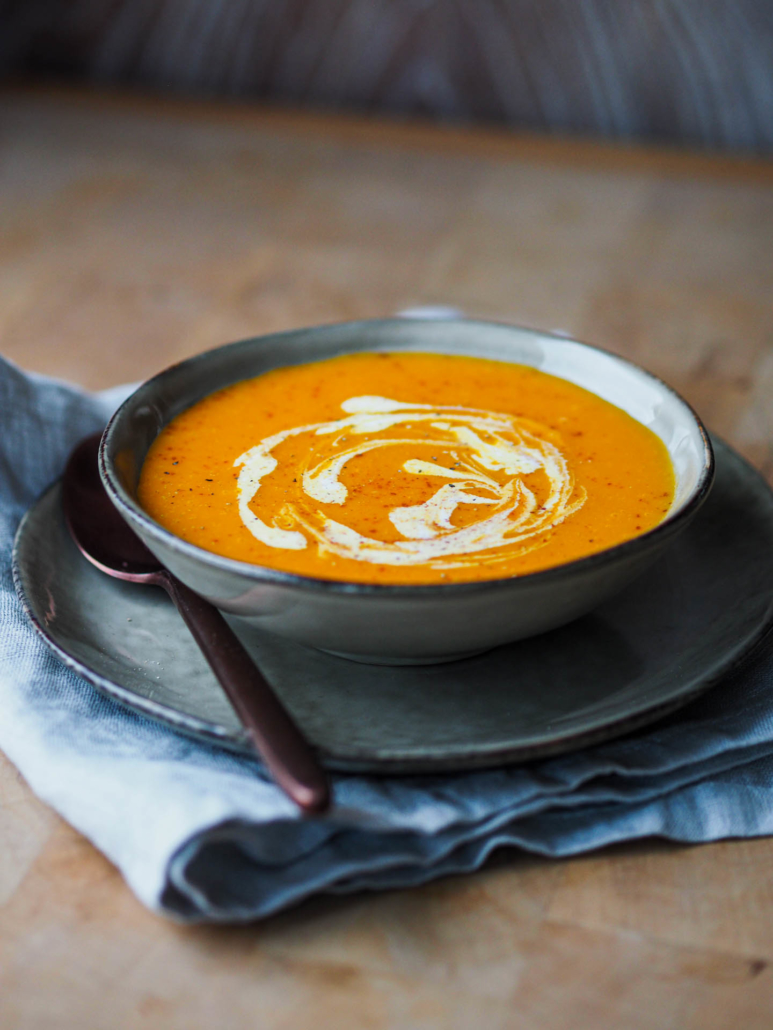 French crécy soup with carrot and rice