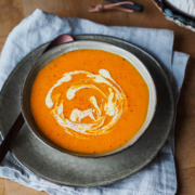 French crécy soup with carrot and rice
