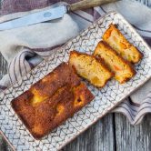 French peach and apricot moelleux cake