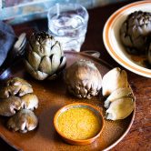 perfect starter, artichokes with a vinaigrette