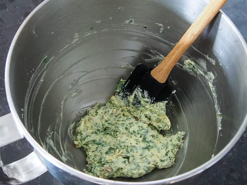 combine soft butter with parsley shallot and garlic