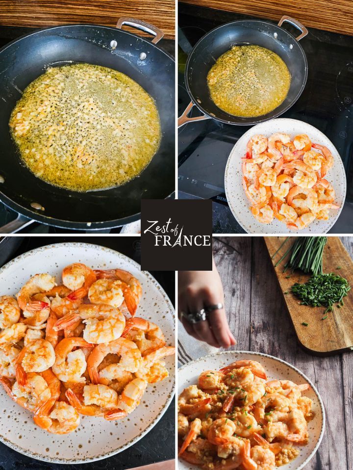 once the shrimp is cooked add the lemon juice into the garlic butter sauce