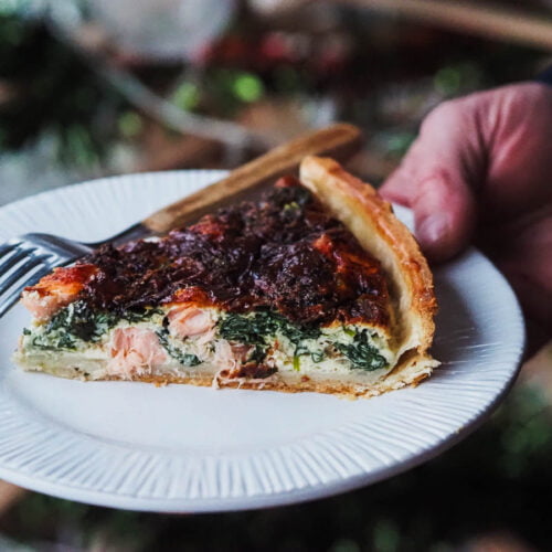 French quiche recipe with salmon and spinach